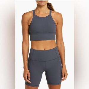 Zella Nordstrom Live In Rib Longline Sports Bra Navy India Ink Size S Small